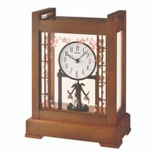 Image of Seiko Wooden Anniversary Quartz Mantel Clock Rotating Pendulum & Light QXN235B