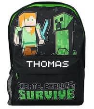 Image of Personalised Minecraft Boys Backpack Bag Rucksack School Bag Name