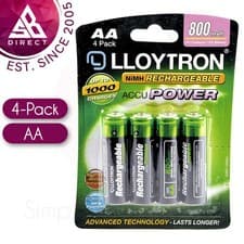 Image of Lloytron Rechargeable Accupower AA Ni-MH Batteries 800mAh│4 Pack│B011LL│InUK