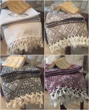 Image of Fair Trade 100% Cotton Throw Blanket Bed Sofa Tasseled Recycled (Small Large XL)