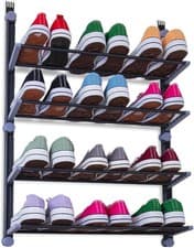 Image of KNIGHT 4/6/8 Tier Over Door Shoe Rack - Foldable, Non-Slip Metal Bars.
