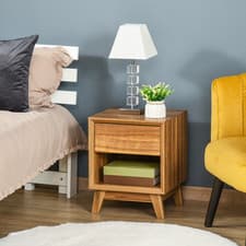 Image of 50cm Wood Effect Bedside Table Nightstand Drawer Shelf Bedroom Storage Classic