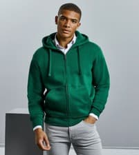 Image of Men's Authentic Full Zipped Hooded Sweatshirt Plain Hoodie Herringbone neck
