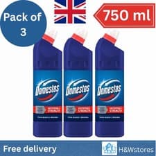 Image of 3 x DOMESTOS UNSTOPPABLE UNBEATABLE STRENGTH ORIGINAL THICK BLEACH 750ML 3 PACK