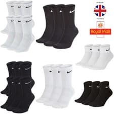 Image of Nike Socks 3 Pairs 6 Pack Lightweight Crew Ankle Mens Womens Sports Socks UK