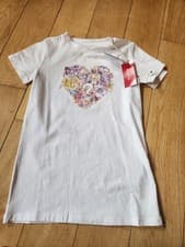 Image of GUESS Girls Organic Citton Heart with Diamonds T-shirt White Size Age 10 NEW