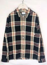 Image of Farah Organic Cotton Check Overshirt - Navy - Size M - RRP £85