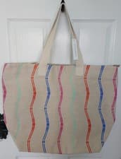 Image of BNWT - Accessorize Embroidered Wiggle Stripe Beach / Tote Bag