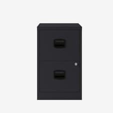 Image of Bisley 2-Drawer A4 Office Filing Cabinet Black Lockable 80% Drawer Extension
