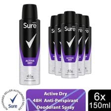 Image of Sure Men Anti Perspirant 48H Protection Active Dry Deodorant, 6 Pack, 150ml