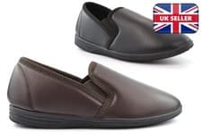 Image of Mens Slip On Slippers Size 6 Boys Slippers Size 13 Size 14 Faux Leather Slippers