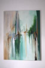 Image of 80 x 60cm Abstract Acrylic Textured Canvas Painting - Original Greens & Browns