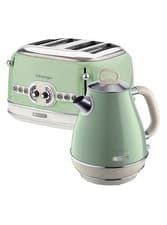 Image of Ariete Vintage Green Jug Kettle with 4 Slice Toaster