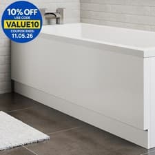 Image of 1500mm Acrylic Side Front Bath Panel Gloss White Finish Modern Bathroom