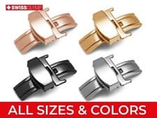 Image of For CERTINA Watch Deployment Butterfly Clasp Buckle Leather Rubber Strap Band
