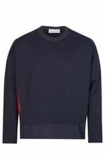 Image of NWT MONCLER Womens Hem Logo Sweatshirt, Navy Blue, Size: Small, RRP £365