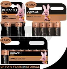 Image of DURACELL PLUS SIZE C 100% LIFE GUARANTEE ALKALINE BATTERIES LR14 MN1400 LONG EXP
