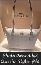 Image of COACH FIONA LEATHER ZIP TOTE SHOULDER BAG IN CHALK W/GOLD;CCL43;BNWT;RET: $298