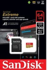 Image of 64GB SanDisk Extreme Micro SD SDXC UHS-I 4K U3 V30 100MB/S Memory Card Class 10