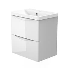 Image of 500 600 800mm Bathroom Vanity Unit with Basin Storage Wall Hung White Gloss Matt
