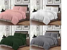 Image of Soft Brushed Microfibre Duvet Cover Set Embossed Stripe Design with Pillowcases