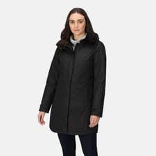 Image of Regatta WMNS Renata Fur Collar Insulated Waterproof PARKA LONG Jacket BLK SZ 14