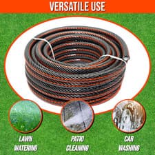 Image of Premium 6 Layer Garden Hose Pipe Reinforced Outdoor Hosepipe Black Orange 15-50M