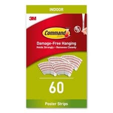 Image of Command Poster Adhesive Strips, Value Pack, 60 Adhesive Strips, White - Ideal f