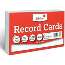 Image of Silvine Record Cards 126x77mm Ruled Pack of 100 - Color: White