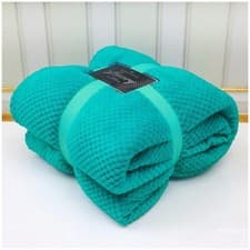 Image of LUXURY POPCORN WAFFLE BLANKET FLEECE TRAVEL THROW SOFA BED WARM COSY EXTRA LARGE