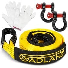 Image of GADLANE Tow Strap 5m 10 Tons Heavy Duty Car Road Recovery Rope +2 Tow Hooks