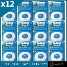 Image of 12 x ORAL-B ESSENTIAL DENTAL FLOSS WAXED ORIGINAL MINT REGULAR 50M HEALTHY GUMS