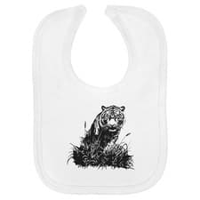 Image of 'Tiger in Grass' Soft Cotton Baby Bib (BI00065826)