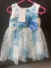 Image of BNWT Monsoon Baby Heidi Tulle Print Dress Blue - 12-18 Months RRP £40