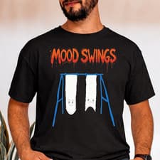 Image of Comfortable Short Sleeve T-Shirt Mood Swings Print Casual  Tee Top For Everyday