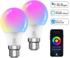 Image of B22 WiFi Colour Changing Smart Light Bulbs RGB Amazon Alexa Tuya Google - 2 Pack