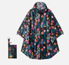 Image of Floral Rain Poncho for Women Lightweight Packable Waterproof Raincoat with Hood