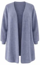 Image of TU Borg Fleece Cardigan Size 20 22 Dusty Blue Longline Teddy Coat Bnwt XL