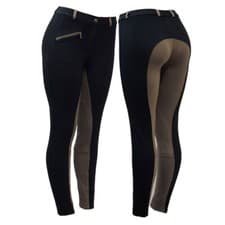 Image of LADIES WOMENS TWO TONE AND SELF SEAT HORSE RIDING JODHPURS JODPHURS STRETCHY