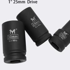 Image of 1" Inch Drive IMPACT Socket Long Reach Deep Impact Sockets 17mm-46mm 6 Point Hex