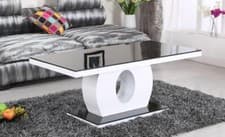 Image of High Gloss white & Black Glass Coffee Table 120cm x 60cm x 47cm ECLIPSE