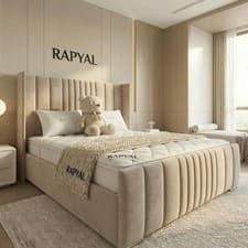 Image of OTTOMAN BED DIVAN OTTOMAN WING PLUSH BOSTON STORAGE DOUBLE & KING BED