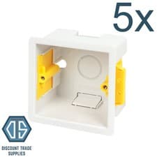 Image of 5x Appleby SB632 47mm Single Dry Lining Fast Fix Box 1 Gang Plasterboard BackBox