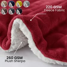 Image of Fluffy Sherpa Fleece Blanket Soft Warm Reversible Large Sofa Bed Throw Blankets
