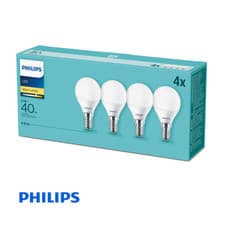 Image of Philips CorePro 5.5W E14 LED Golfball Bulb 2700K Warm White Frosted 4 Pack