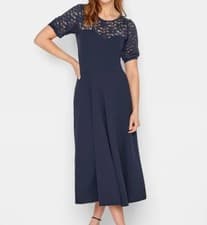 Image of Long Tall Sally Dark Blue Lace Midi Dress Size 10