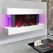 Image of 2KW Wall Mounted Electric Fire Fireplace Heater LED Flames Remote &Wifi Function
