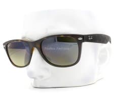 Image of Ray-Ban New Wayfarer Sunglasses RB2132 894/76 Matte Havana Polarized 55mm w/case