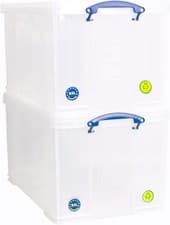 Image of Really Useful Box Plastic Storage 84 Litre Clear (Pack Of 2)