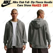 Image of Nike Club Full-Zip Fleece Hoodie Cave Stone IQ6422-289 US Size